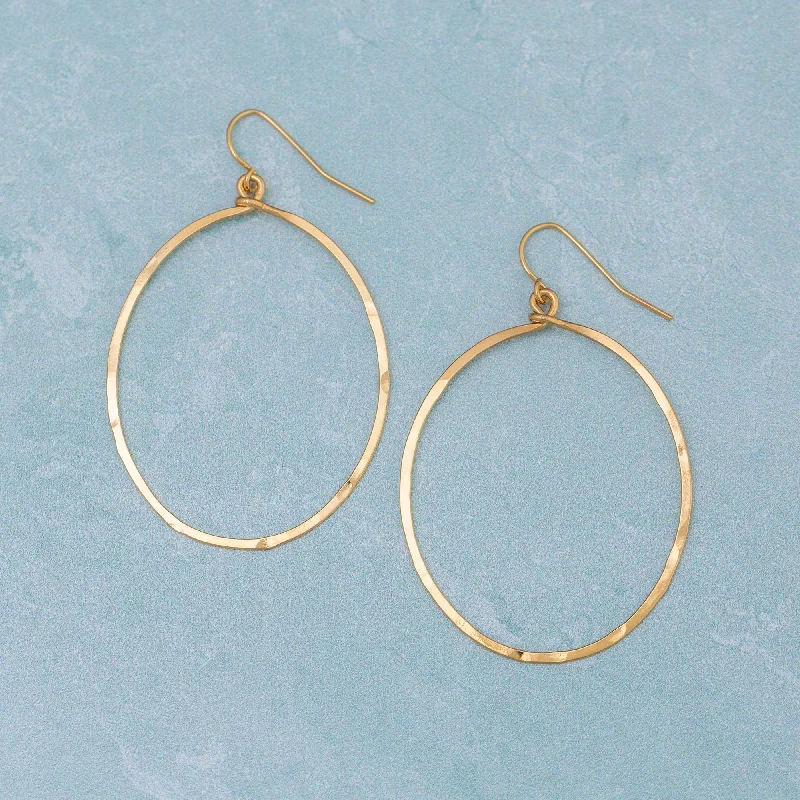 Hoop earrings with spiral designs for a dynamic and fluid look-Gold-Plated Hammered Hoop Earrings