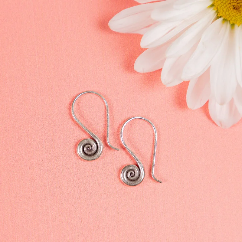 Hoop earrings with gold accents for a warm, elegant statement piece-Small Swirl Sterling Silver Earrings