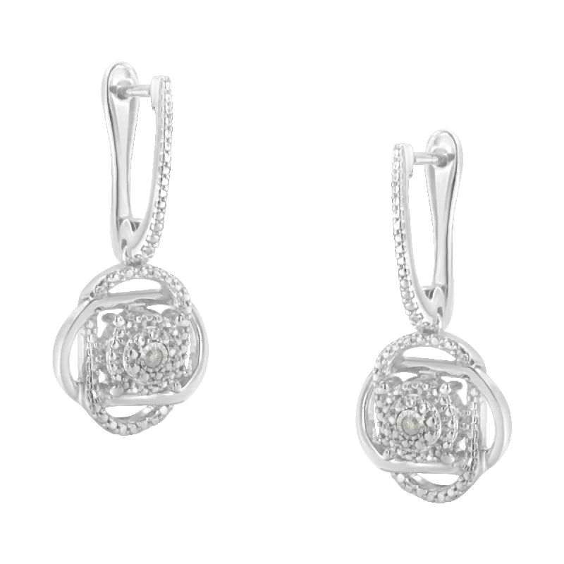 Best hoop earrings with detachable studs for a versatile and adjustable accessory-.925 Sterling-Silver Diamond Accent Floral Cluster Drop and Dangle Stud Earring