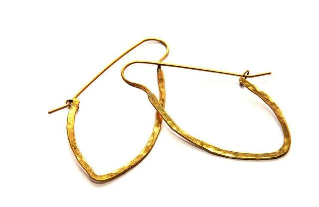 Hoop earrings with twisted metal designs for a dynamic and modern style-Small Arrow Hoop Brass Earrings