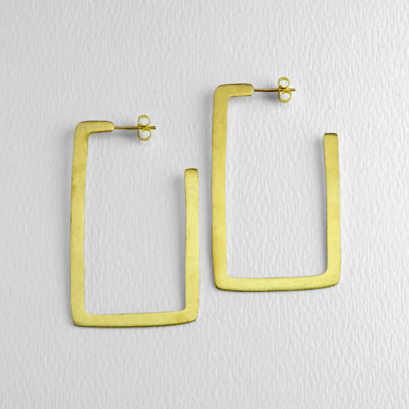 Best hoop earrings with asymmetrical designs for a fashion-forward, avant-garde look-All Squared Up Brass Hoop Earrings