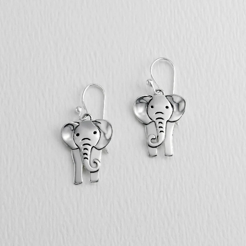 Hoop earrings with colorful beads for a fun and playful vibe-Elephant Sterling Silver Earrings