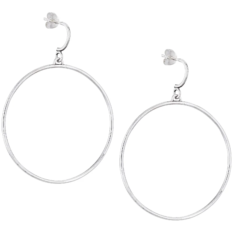 Hoop earrings with snake print designs for an edgy, wild appearance-Halo Large Sterling Silver Post Hoop Earrings