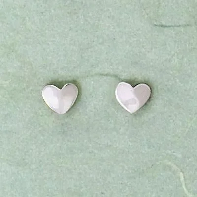 Best hoop earrings with sterling silver for an affordable and chic design-Hammered Heart Sterling Silver Post Earrings