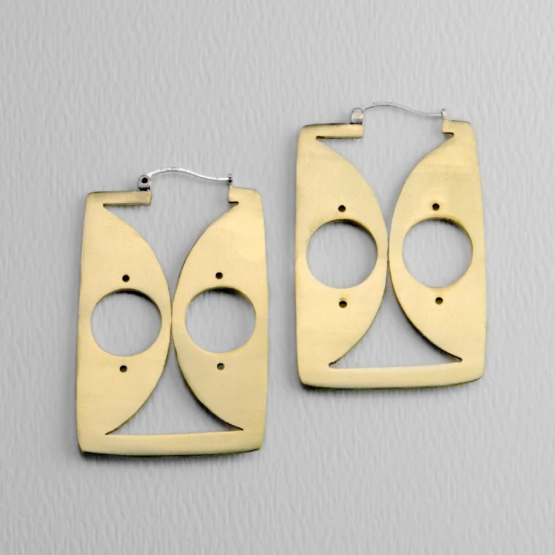 Best hoop earrings with geometric hexagon shapes for a modern, angular look-Holy Squared Golden 60mm Brass Hoop Earring