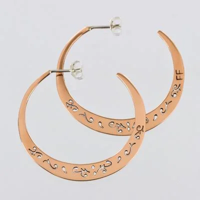 Best hoop earrings with enamel details for a colorful and modern look-Swirl Cutout Copper Post Hoop Earrings