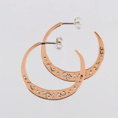 Hoop earrings with multi-tone finishes for a colorful and layered effect-Cutout Swirls Sterling & Copper Hoop Earrings