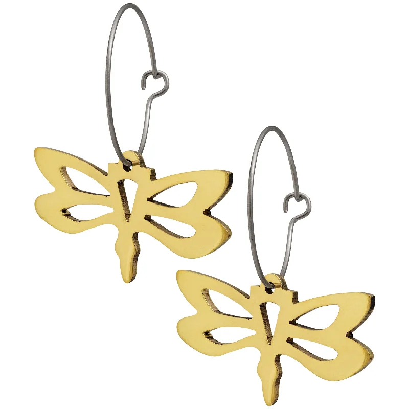 Best hoop earrings with geometric cuts for a sharp, modern appeal-Mosaic Dragonfly Brass Earrings