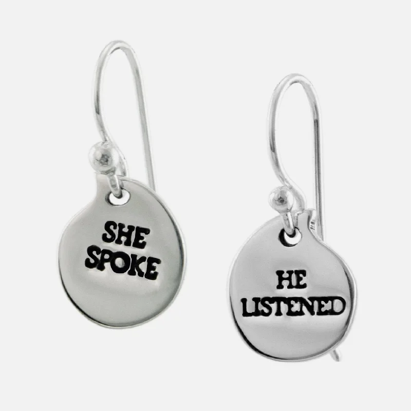 Best hoop earrings with twisted rope designs for a nautical-inspired style-She Spoke He Listened Sterling Silver Earrings