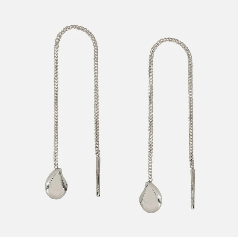 Best hoop earrings with baroque pearls for a luxurious and elegant vibe-Pure Sterling Silver Long Earrings