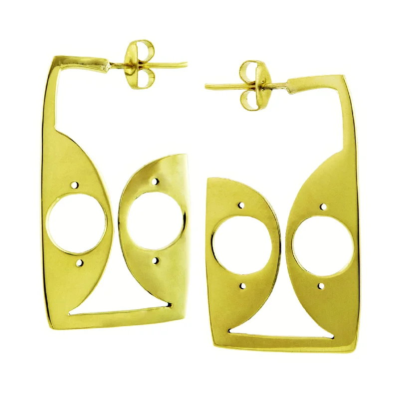 Hoop earrings with colorful beads for a fun and playful vibe-Brass Arched Angular Earrings