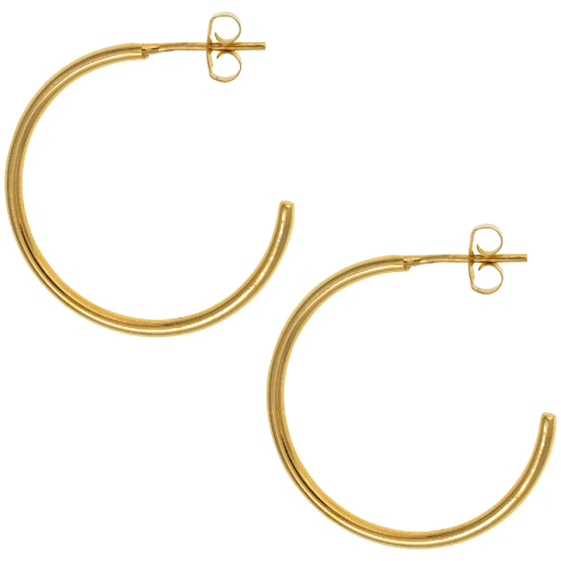 Hoop earrings with cut-out designs for a creative and lightweight effect-Golden Hoop Post Earrings