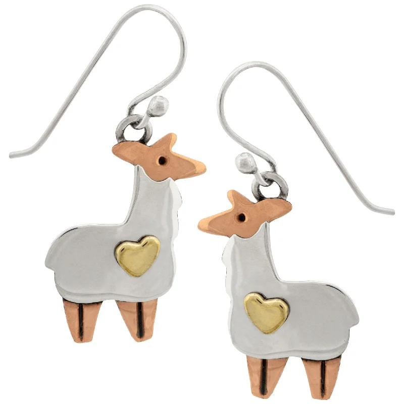 Hoop earrings with hearts for a sweet and romantic gesture-Llama Sterling Silver Earrings