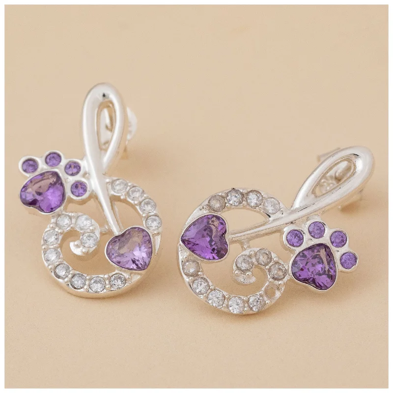 Medium hoop earrings for an everyday look with the perfect balance of style-Sterling Silver Infinity Paw Print Earrings