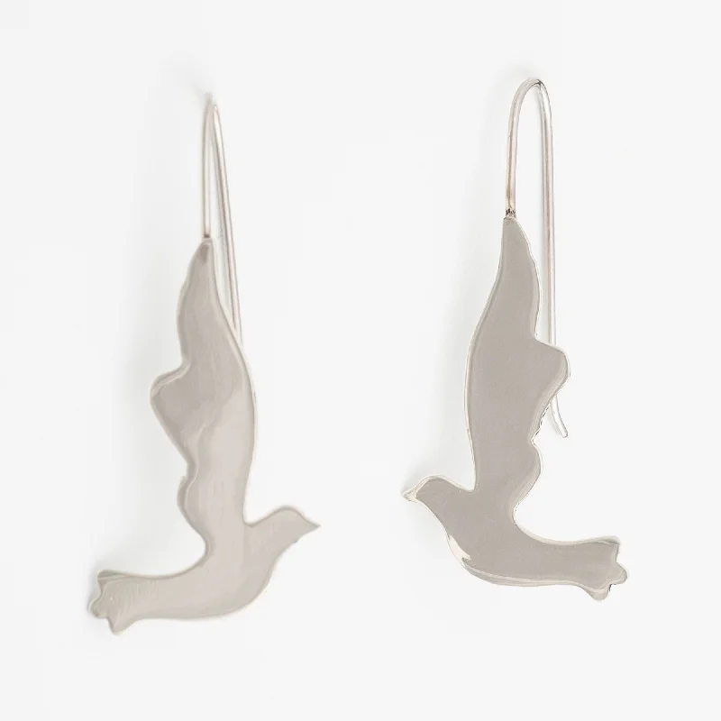 Hoop earrings with heart-shaped frames for a romantic and feminine look-Dove Silhouette Sterling Earrings