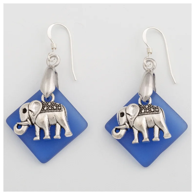 Best hoop earrings with sparkling cubic zirconia for a brilliant, budget-friendly effect-Elephant Sea Glass Earrings