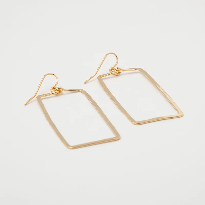 Best hoop earrings with hammered gold for a rustic yet elegant look-Elegant Golden Hammered Rectangle Earrings