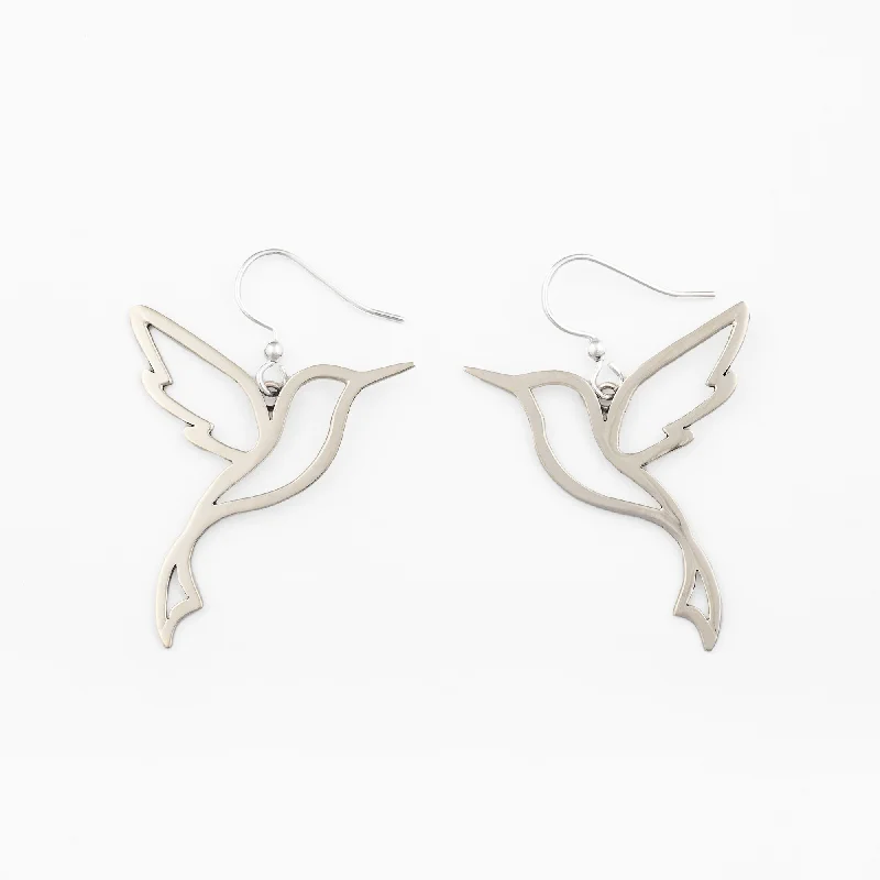 Hoop earrings with hearts for a sweet and romantic gesture-Sweet Silhouette Hummingbird Earrings