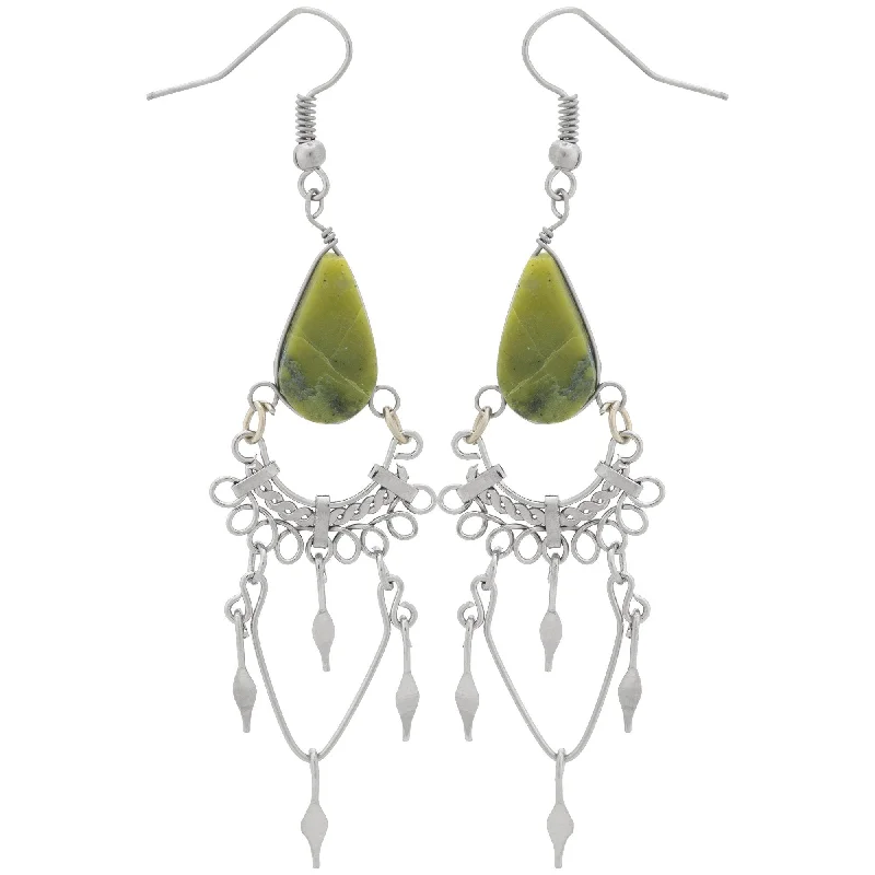 Hoop earrings with a matte finish for a sleek and sophisticated appearance-Swirls Chandelier Stone Earrings