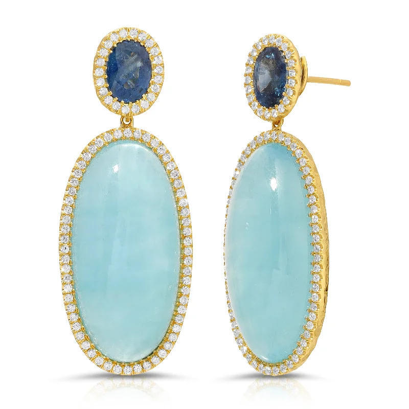 Best hoop earrings with angel wing accents for a spiritual and meaningful design-Aquamarine & Sapphire Earrings