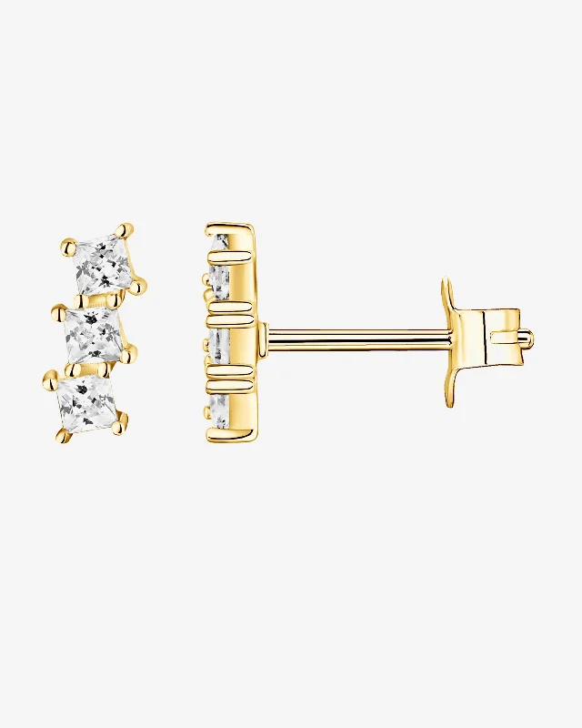 Best hoop earrings with oval shapes for a unique and elongated design-Bar Princess Cut Studs