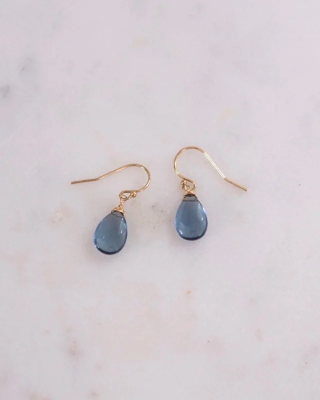 Hoop earrings with rhinestone-studded rims for a glamorous touch-Siberian Blue Quartz Simple Earrings