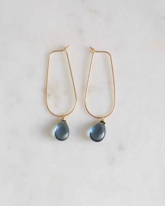 Hoop earrings with leather accents for a sleek and bold combination-Blue Quartz U Hoops