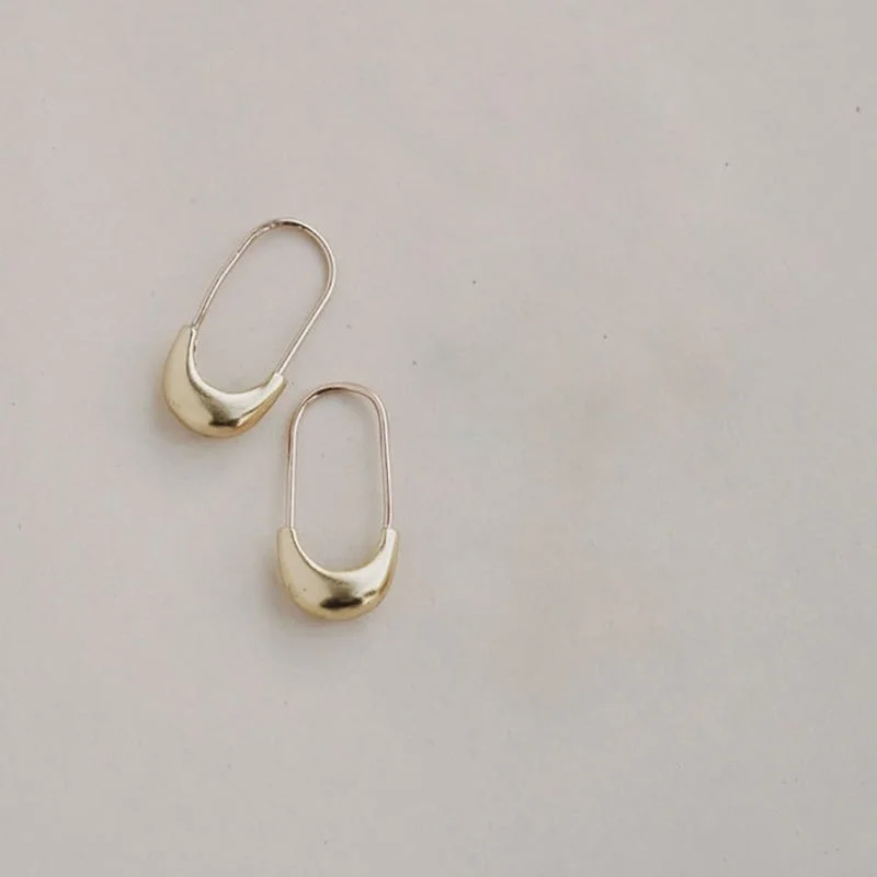 Hoop earrings with polished silver finish for a shiny, modern appeal-Brass Safety Pin Earring