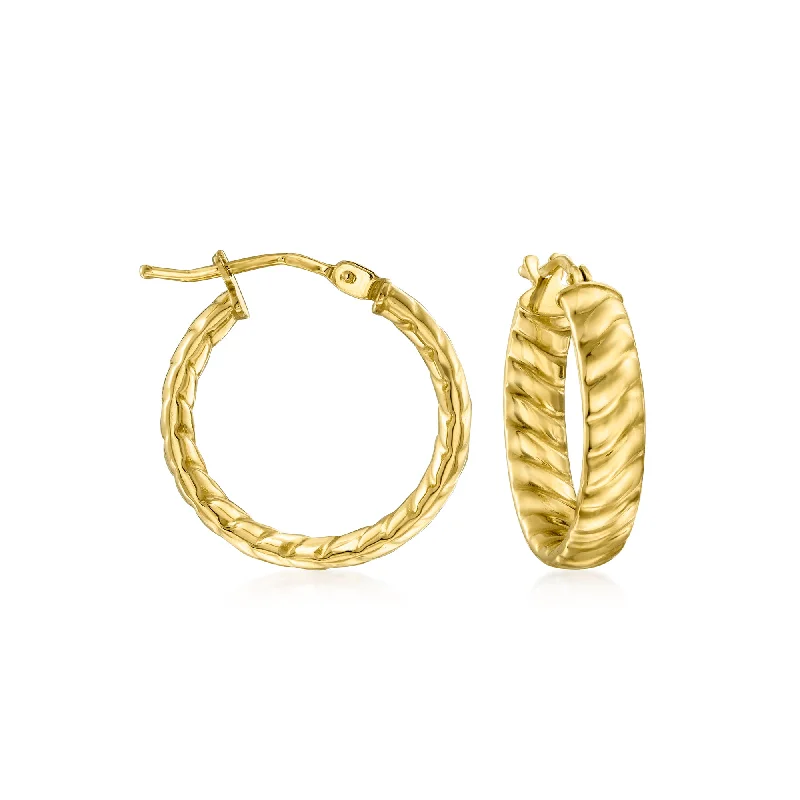 Hoop earrings with heart-shaped frames for a romantic and feminine look-Canaria Italian 10kt Yellow Gold Twisted Hoop Earrings