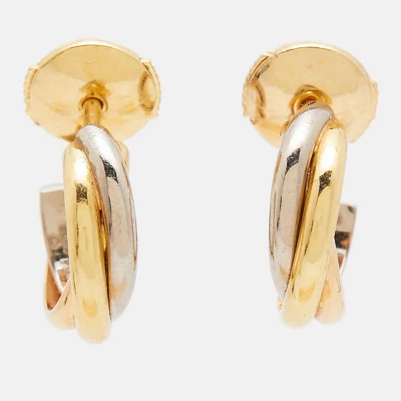 Best hoop earrings with rose gold for a romantic and warm aesthetic-Cartier Trinity 18K Three Tone Gold Hoop Earrings