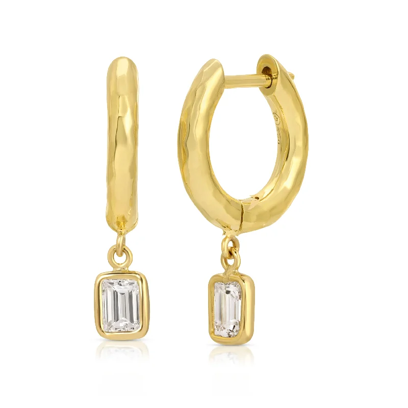 Best hoop earrings with detachable studs for a versatile and adjustable accessory-Charmed Micro Gabby Hoops - Emerald Cut - Diamond