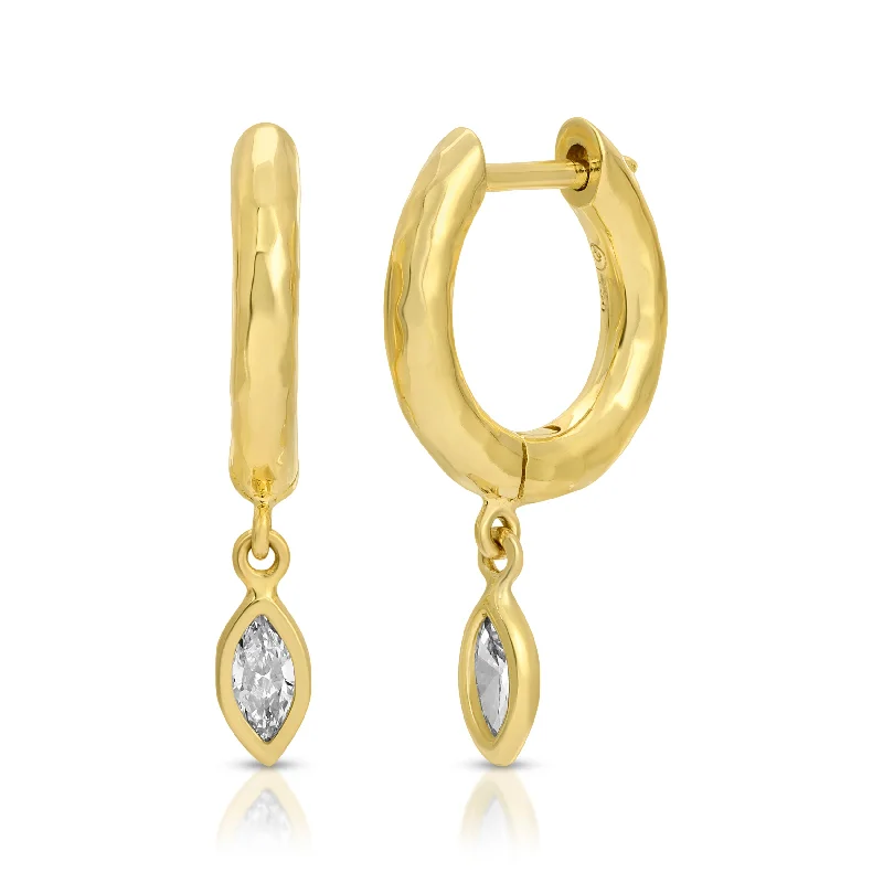 Hoop earrings with faceted crystals for added sparkle and shine-Charmed Micro Gabby Hoops - Marquis - Diamond