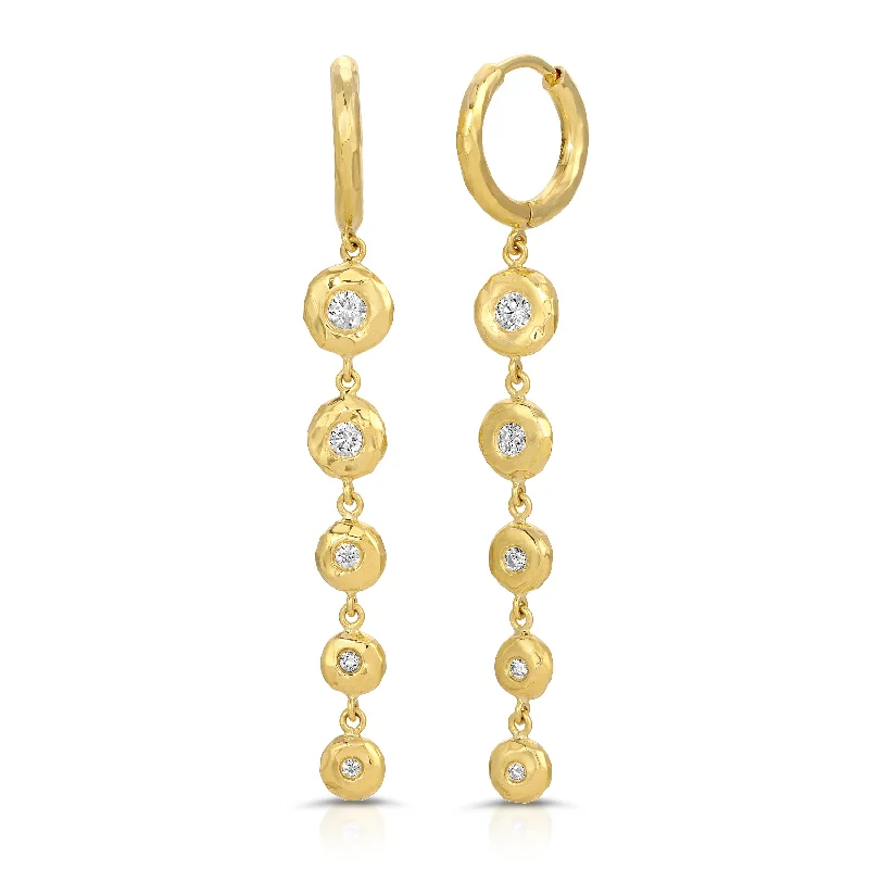 Hoop earrings with diamond-cut surfaces for added sparkle and shine-Charmed Micro Gabby Hoops - Tiered Diamond Nesting Gem Drops - Five