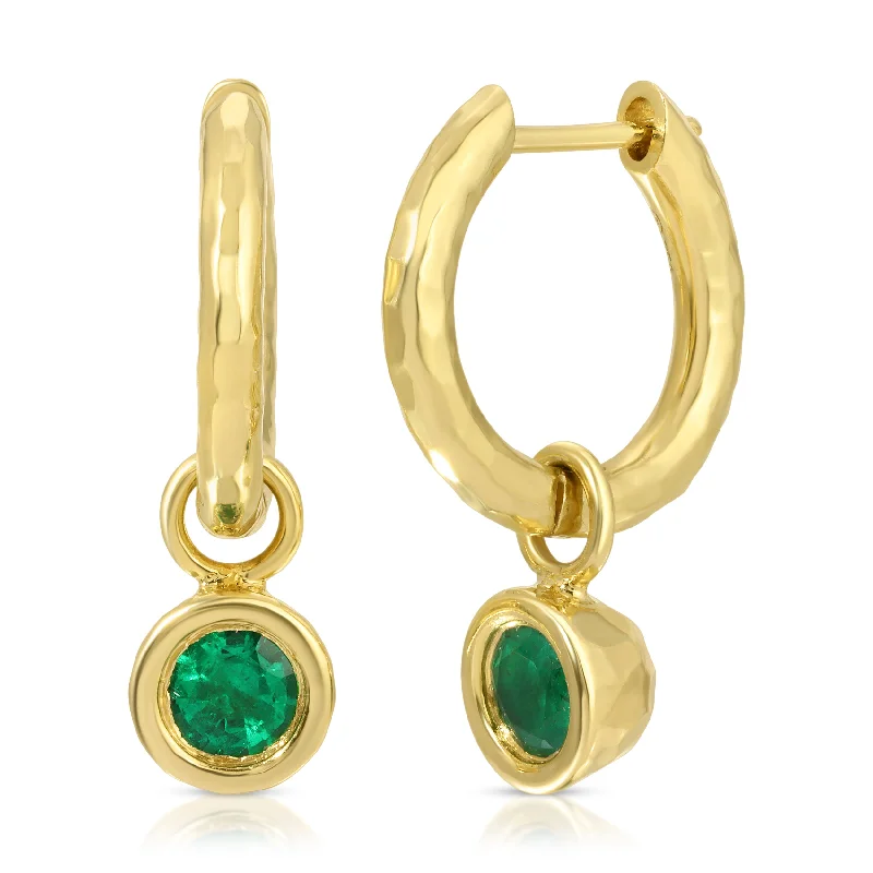 Hoop earrings with hammered copper for a warm and rustic aesthetic-Charmed Petite Gabby Hoops - Emerald Charms