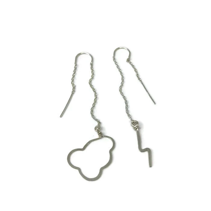 Hoop earrings with intricate designs for a unique and artistic appearance-Cloud Bolt Threader Earrings