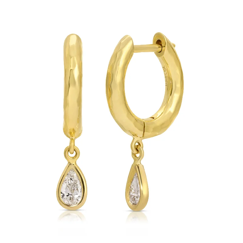 Best hoop earrings with marbled designs for a trendy and artistic effect-Charmed Micro Gabby Hoops - Pear - Diamond