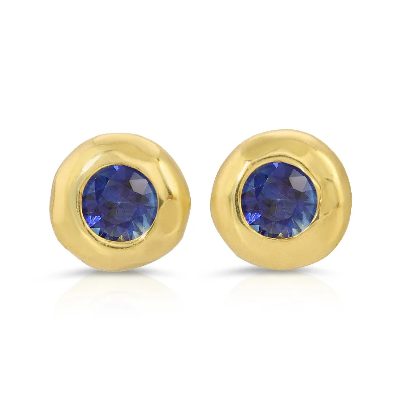 Best hoop earrings with geometric triangle shapes for a modern, chic design-Nesting Gem Studs - Sapphire