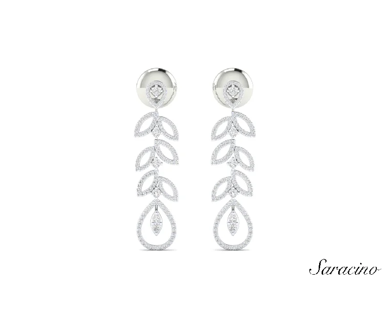 Hoop earrings with a matte finish for a sleek and sophisticated appearance-Dangle Leaf Earrings