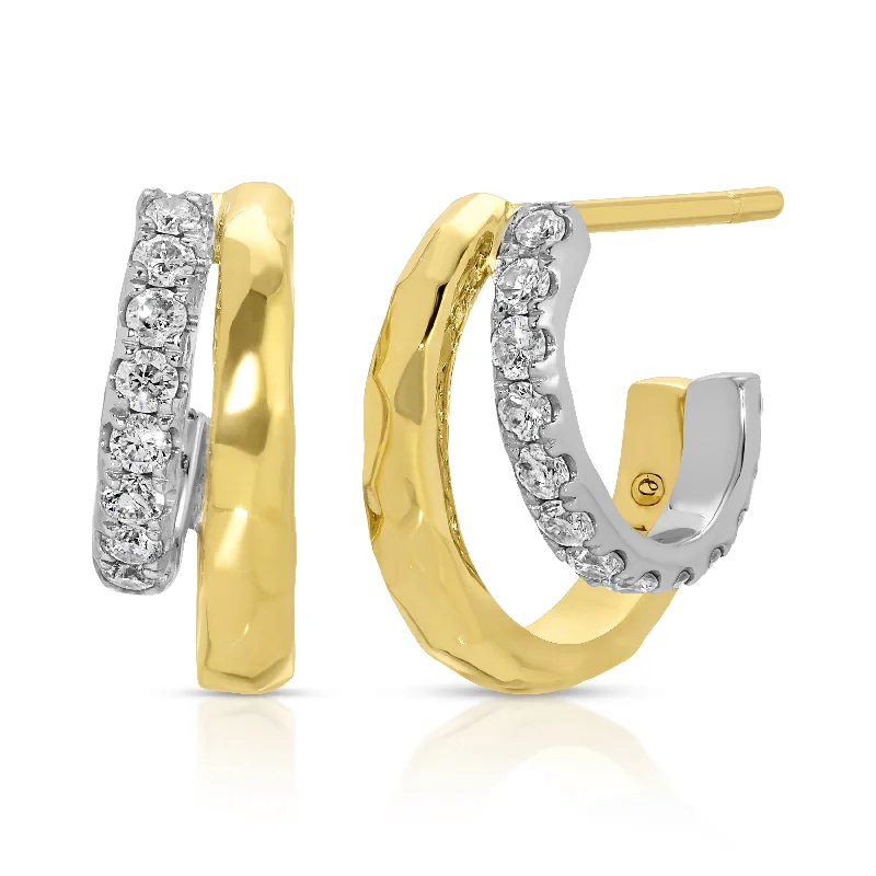 Best hoop earrings with geometric shapes for a modern and artistic appeal-Doubled Diamond Tribute Hoops