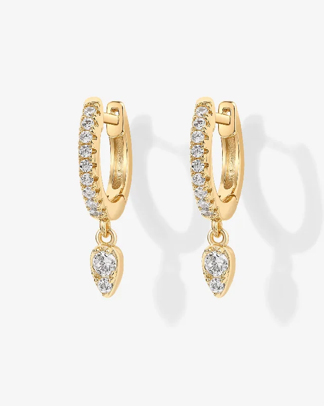 Best hoop earrings with Swarovski crystals for added sparkle and luxury-Drop Tear Huggie