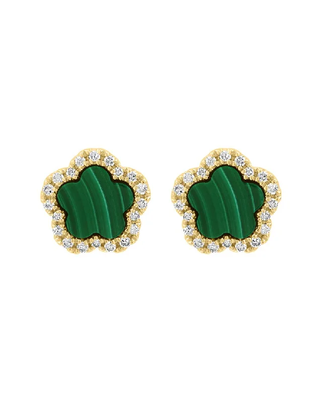 Hoop earrings with a chunky design for a bold and trendy statement-Effy Fine Jewelry 14K 1.06 ct. tw. Diamond & Malachite Earrings