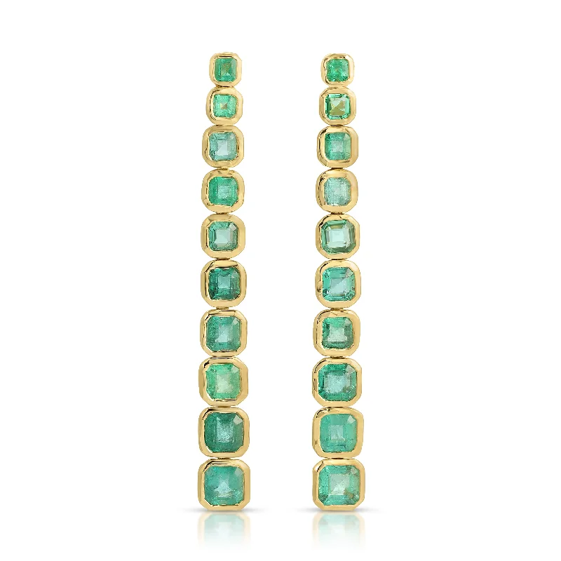 Hoop earrings with multi-tone finishes for a colorful and layered effect-Emerald Asscher Drops