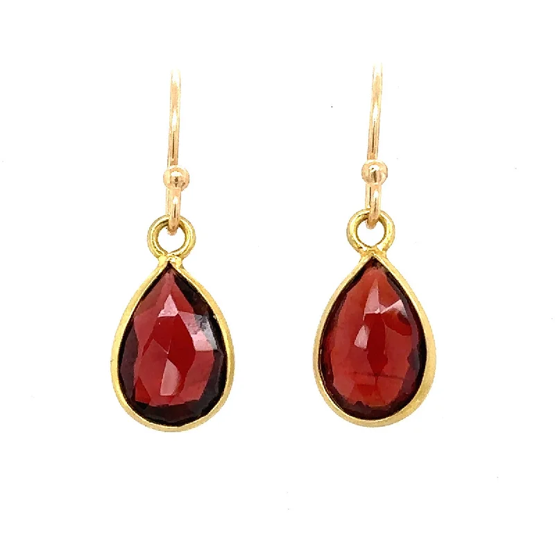 Best hoop earrings with smooth ceramic finishes for a polished, clean style-Garnet 18k Bezel Earrings