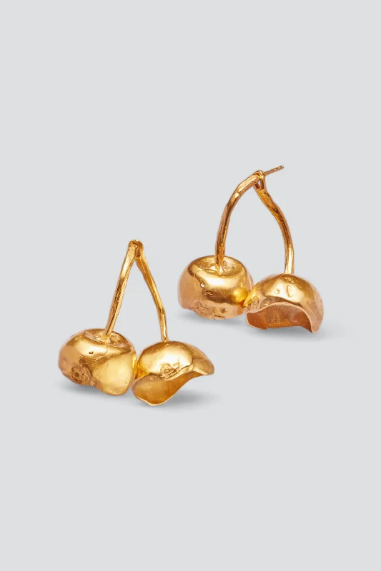 Best hoop earrings with tribal designs for a cultural and exotic aesthetic-Gold Cerezas Earrings