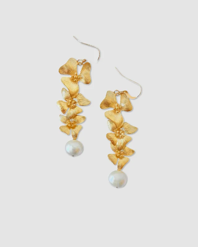 Best hoop earrings with butterfly motifs for a playful and whimsical appearance-Floral Pearl Gorgeous Earrings