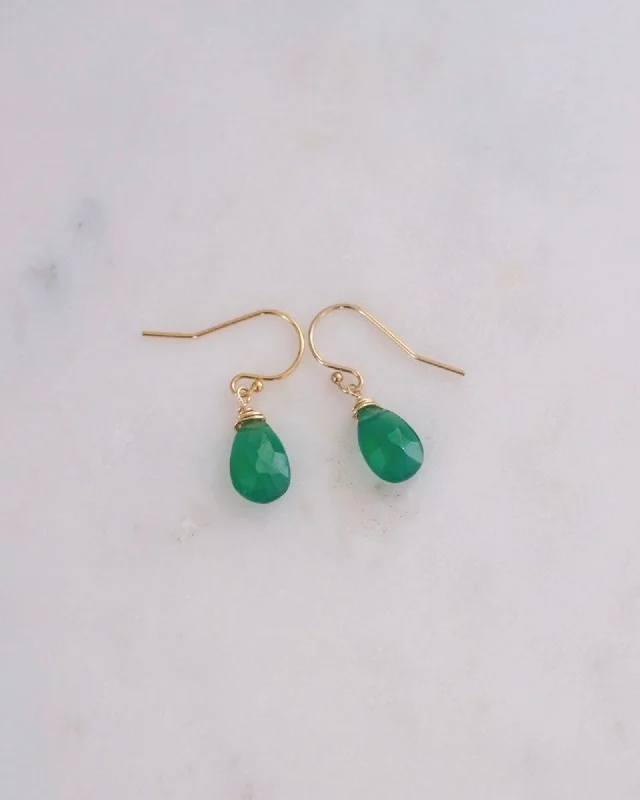 Best hoop earrings with crescent-shaped designs for a bold, moon-inspired style-Green Onyx Simple Earrings