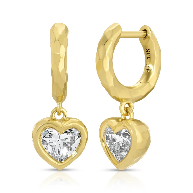 Stylish hoop earrings with diamond accents for an elegant and sparkling effect-Hidden Gem Hoops - Heart Diamond - 1.44 Carats