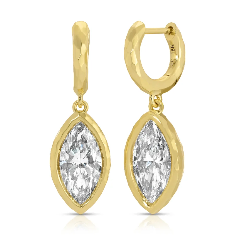 Hoop earrings with floral motifs for a feminine and nature-inspired look-Hidden Gem Hoops - Marquis Diamond - 4.13 Carats