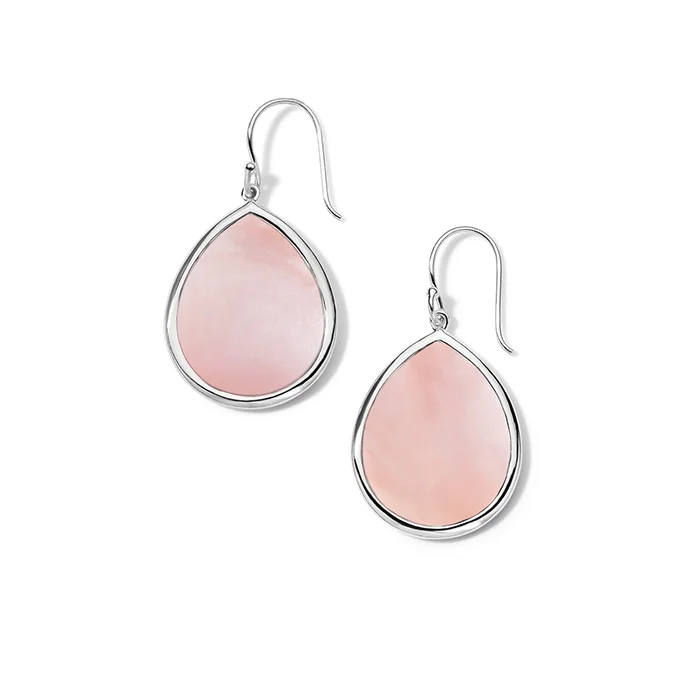 Best hoop earrings with matte finish for a sophisticated, understated design-IPPOLITA Polished Rock Candy Sterling Silver Small Teardrop Pink Shell Earrings