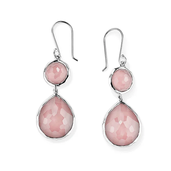 Best hoop earrings with intricate beaded details for a textured, stylish appearance-IPPOLITA Rock Candy Sterling Silver Double Drop Pink Shell Earrings